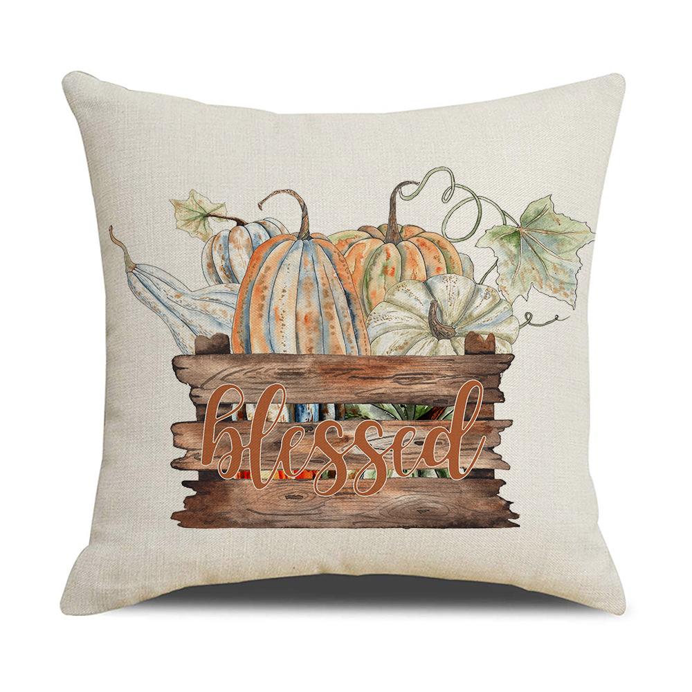 New Pumpkin Maple Leaf Autumn Thanksgiving Pillow Ins Nordic Linen Cushion Cushion Cover Home Products