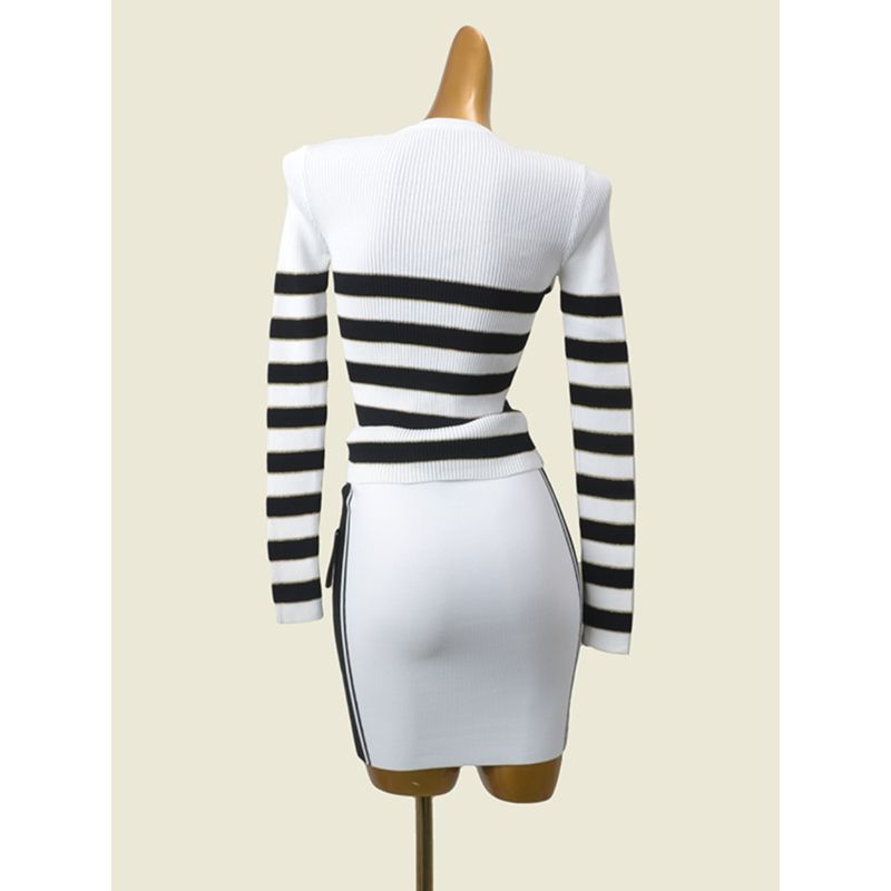 American Fashion Brand Color Matching Sexy Knitted Hip Skirt Fashion Style Sexy Foreign Trade Original Order Skirt