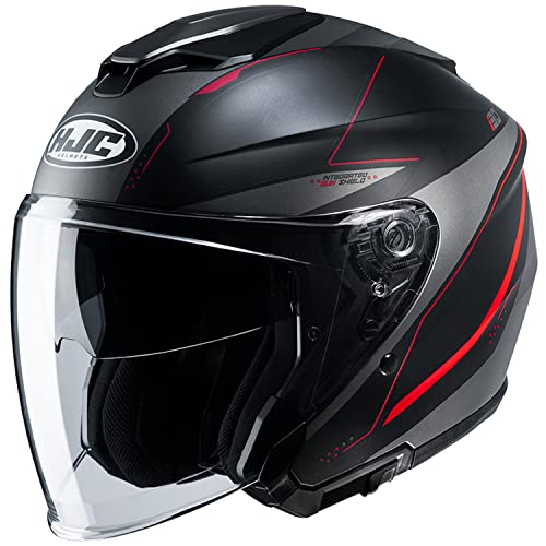 HJC HELMETS i30 SLIGHT HJH215 Мотоциклетный шлем открытого типа, Черный/Красный (Размер: Маленький)