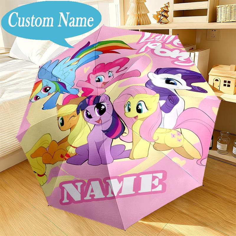 Custom Name Rainbow Unicorn Umbrella Folding Umbrella, Automatic Umbrella 8-Frame for Travel, Casual Lightweight Birthday Christmas gift