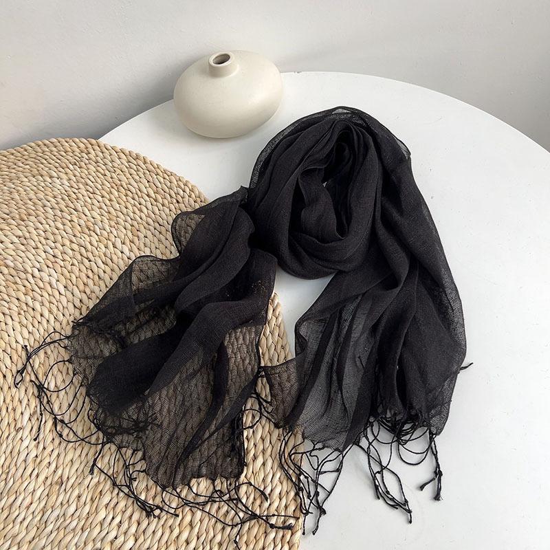 South Korea Dongdaemun Light Linen Scarf, Solid Color Sunscreen Scarf, Source