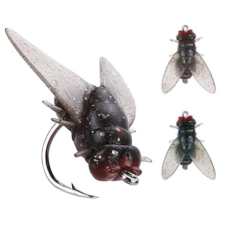 AS Cluster Soft Lure Fly Soft Bait Hook Fly Fishing Flies Hook Bionic Fly String Hook Tied Fishing Lure Trout Bass Tackle Pike