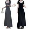 Maillard summer dress slim short-sleeved temperament long dress women's new French slim-fitting waist skirt