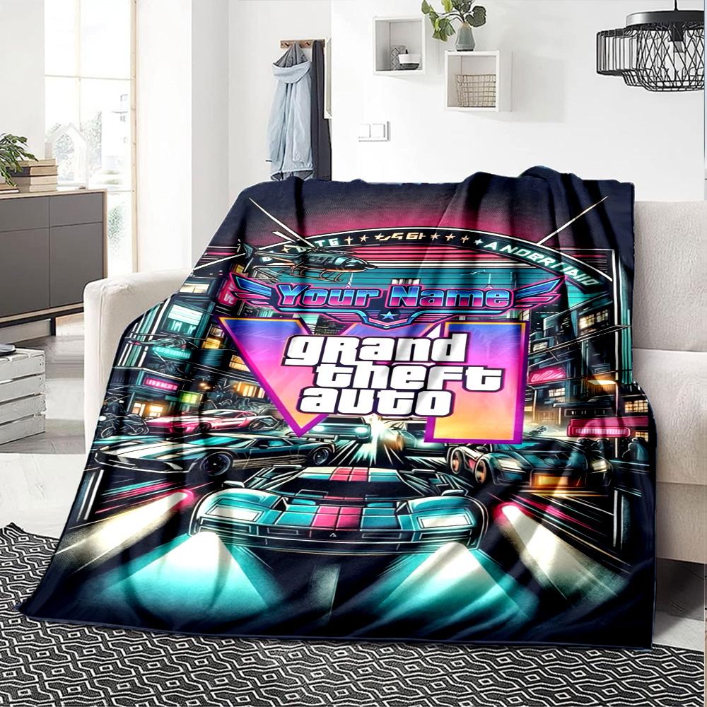 Gta Customize Your Name Blanket Cozy Personalized Blanket Warmthful Decor Throw For Picnics Home Decor Living Room Nap for All Occasions