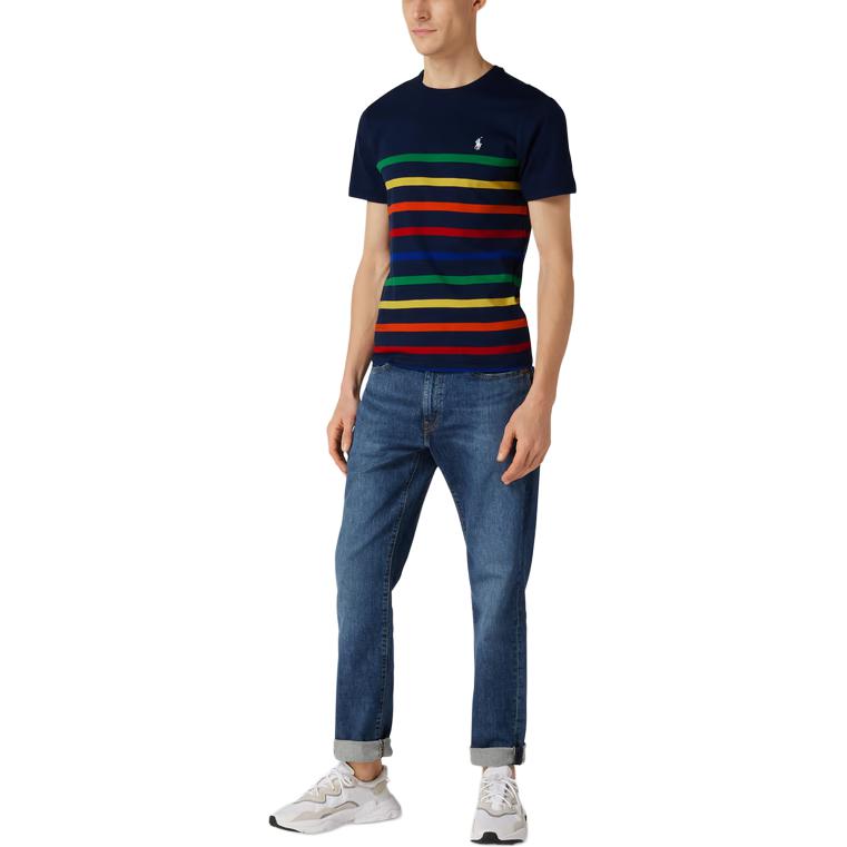 Polo Ralph Lauren SS22 Striped Crew Neck Short Sleeve T-Shirt Men Tops Blue 860413-001