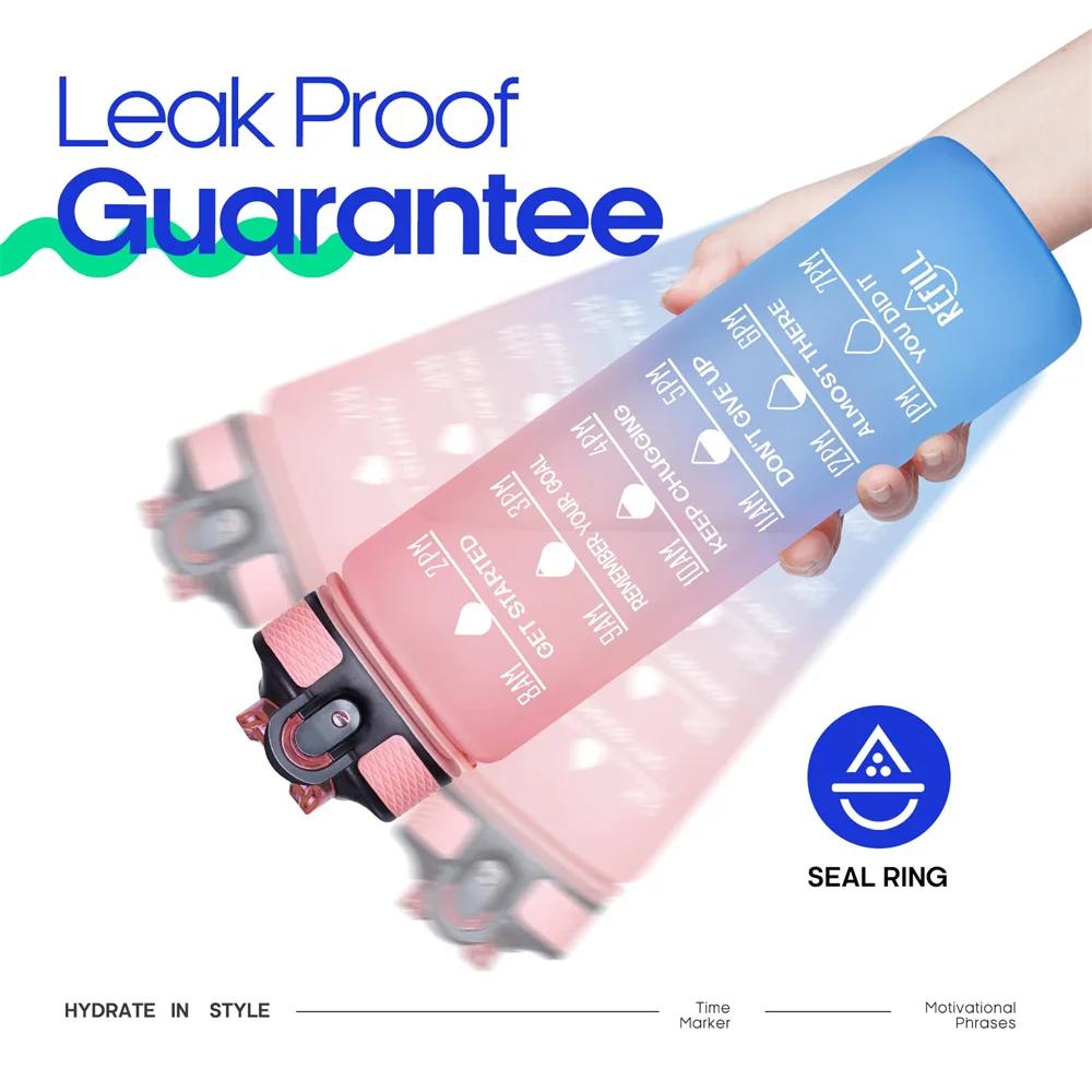 900ML Leakproof Water Bottles with Times To Drink and Straw Motivational Drinking Sports Water Bottle for Fitnes Gym Outdoor