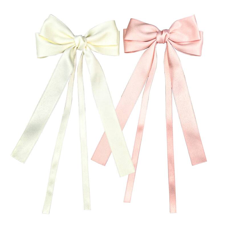 

Винтажная однотонная лента, заколка-брошь с двойным бантом для женщин, девушек, корейская большая заколка с длинной кисточкой, аксессуары для волос