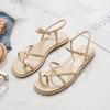 7468-20 Flat-soled Women's Sandals, New Korean Version of Youth Roman Shoes for Summer 2025, Outer Wear