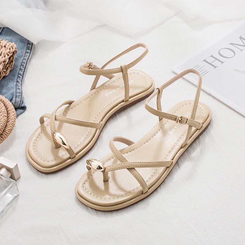 7468-20 Flat-soled Women's Sandals, New Korean Version of Youth Roman Shoes for Summer 2025, Outer Wear