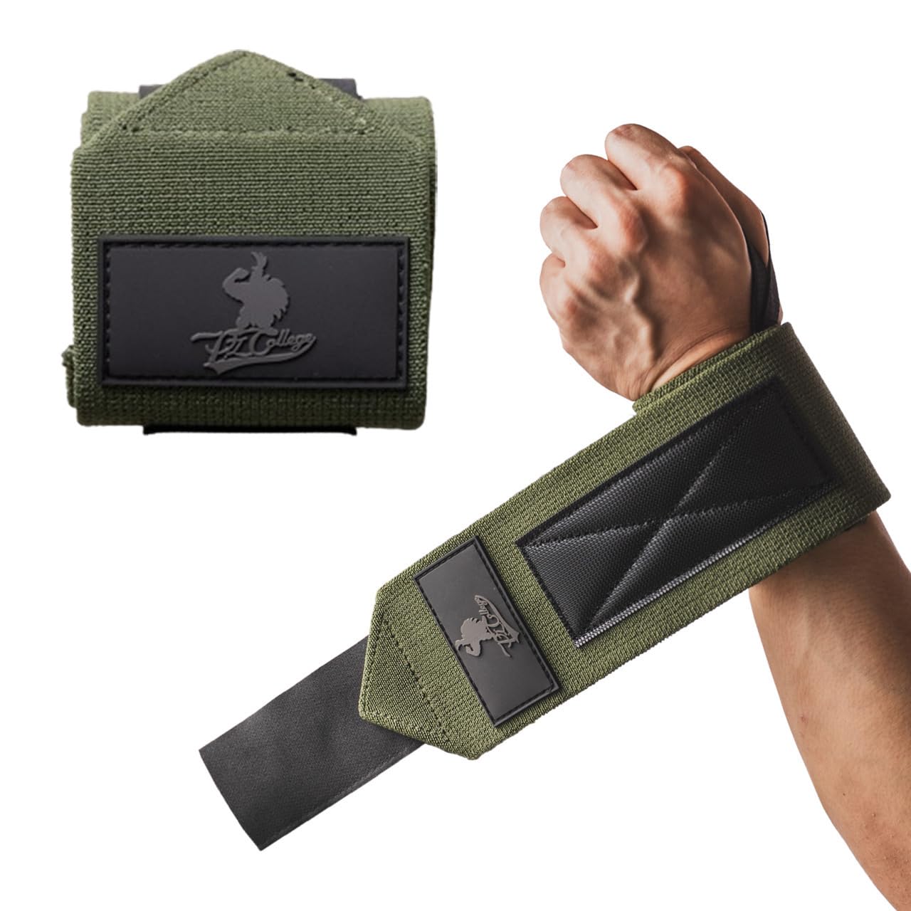 

[Made by a Powerlifter] P.L.College Wrist Wraps - Strong - Power Tube (Supervised by NAOTO) - Effective for protecting wrists during bench press (Oliv