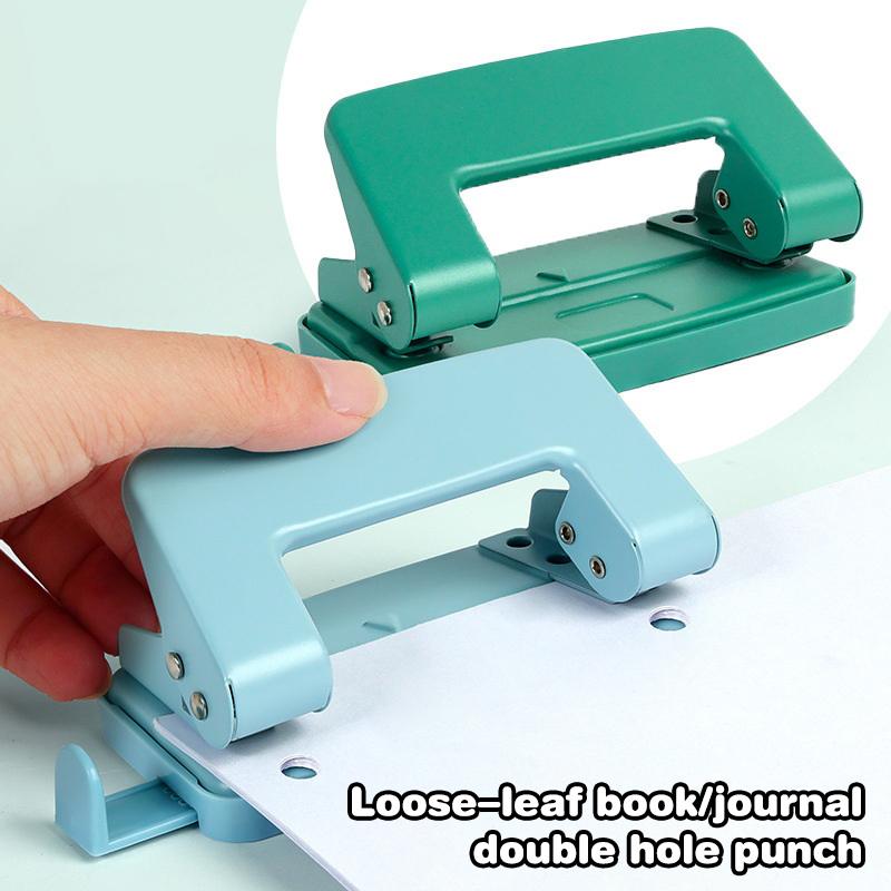 Mini 2-Hole Punching Machine Diy Hole Punching Detection Book Page Stitcher Office Stationery Macaron Color