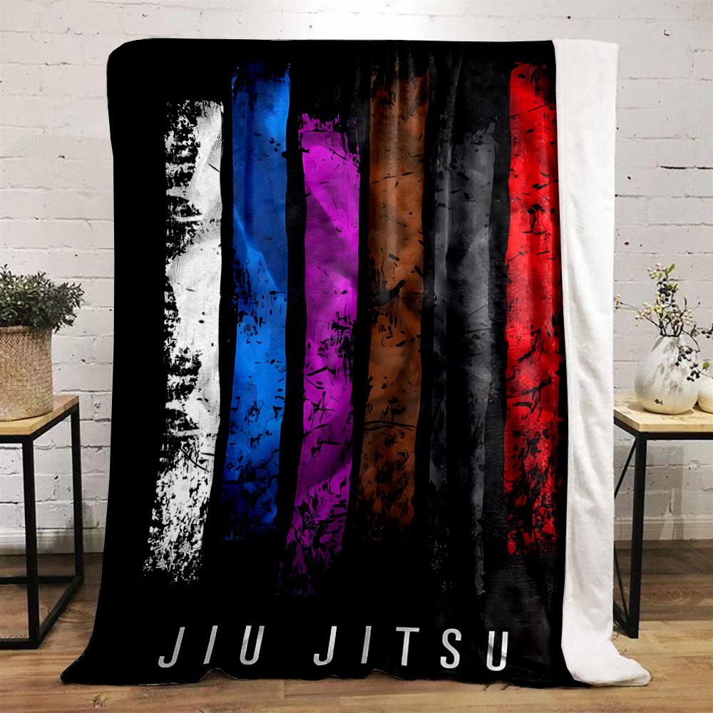 Distressed Colored Belts Jiu Jitsu Throw Blanket bedroom Blanket for Livingroom Couch lunch break Soft throw for Friend's festival Gift