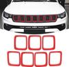 7PCS Car Carbon Fiber Grille Inserts ABS Front Grill Cover Frame Trims Kit For Jeep Compass MP 2017-2020 Exterior Accessories