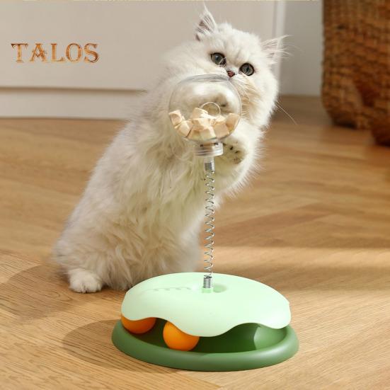 Interactive Cat Treats Dispenser Toy Leaking Food Ball Pet Feeder Toy Puzzle Pet Slow Feeder with Ball Track for Indoor Cats Dogs
