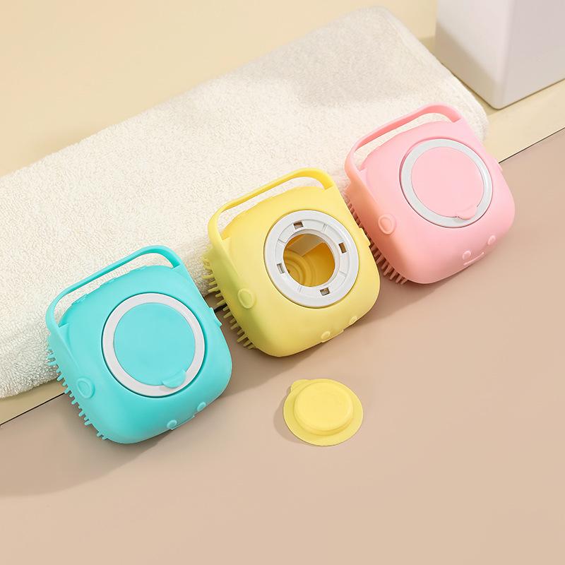Pet Dog Shampoo Brush 2.7oz 80ml Cat Massage Comb Grooming Scrubber for Bathing Short Hair Soft Silicone Rubber