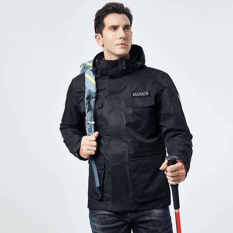 Unisex Winter Windproof Jacket with Fleece Liner - Detachable 3-in-1 Set