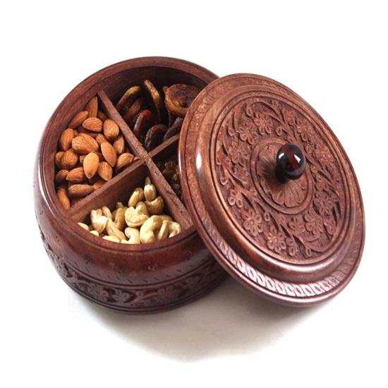 Wooden Box for Dry Fruits Diameter 45.72 Cm.  Wooden Round Box for Gifts, Storage of Products