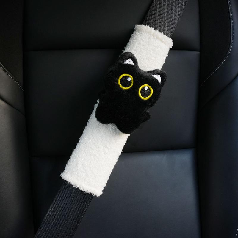 Car Seat Belt Shoulder Protector Cute Black Cat Seat Belt Protective Cover Car Interior Decor Accessories