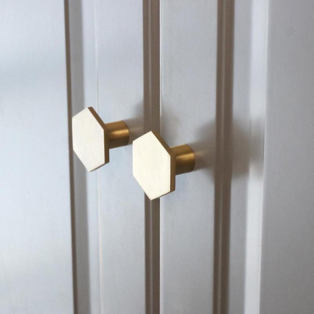 5 Piece Nordic Style Hexagon Brass Cabinet Knobs Cupboard Handle Polished Door Handles Pulls