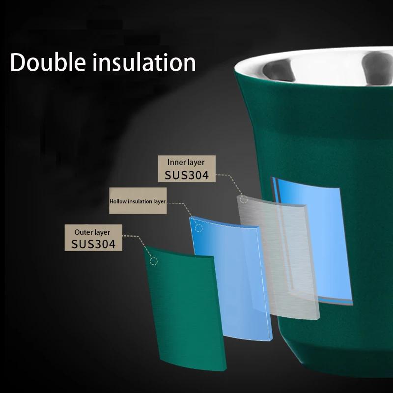 Tazza da Espresso in Acciaio Inossidabile a Doppia Parete Isolata, Tazza da Caffè per Capsule, Tazza Demitasse in Metallo per Casa Interno o Esterno