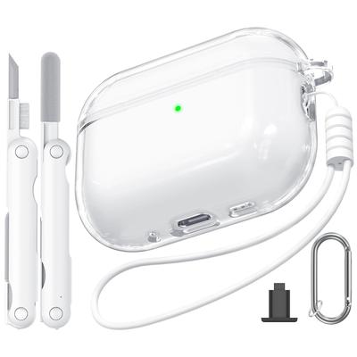 Joremx AirPods Pro 3 Coque de Chargement Transparente en TPU Inclut du Gel de Silice et un Stylo de Nettoyage Étui Blanc, (2025), Matériau/Léger/Résistant aux chocs/Perte
