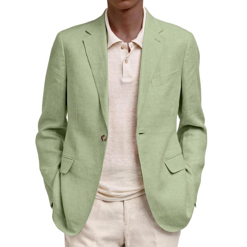 2026 New Spring and Autumn Men's Long-Sleeve Turn-Down Collar Faux-Pocket Business Casual Blazer
