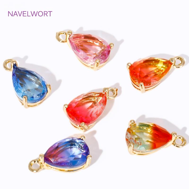 7mm*13mm 18K Gold Plated Glass Crystal Waterdrop Charms For Earrings Making,Pendants For Jewelry,DIY Earring Charms Finding