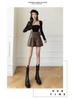 Korean PU Leather High-Waisted Wide-Leg A-Line Bootcut Shorts - Women's Versatile Autumn/Winter Casual Outerwear.