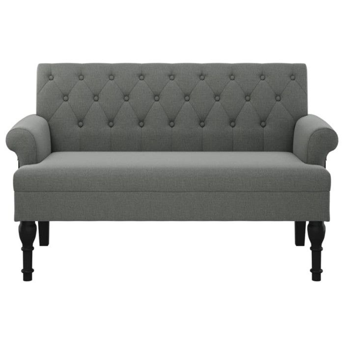 VidaXL Bench with Backrest, Sofa with Armrest, Banquette with Wooden Legs, Living Room Seat, Modern, Grey 372121