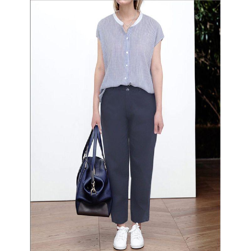 European and American plus Size Women's Clothes Summer Stand Collar Stripes Single-Breasted Loose Chubby Girl Sleeveless Shirt Shirt Tops Tide