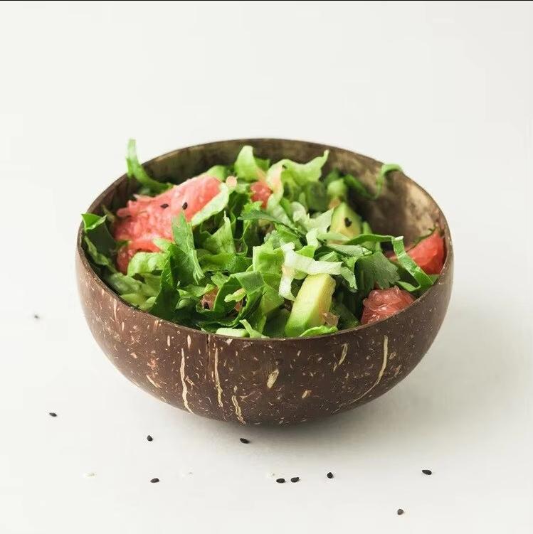 

Natural Coconut Shell Bowl Light Food Container Wooden Dessert Fruit Salad Bowl Southeast Asia Tableware Set