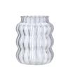 Hot Selling Borosilicate Ribbed Glass Iced Coffee Tumbler Cup with Bamboo Lid and Glass Straw for Your Refreshing Drinkware