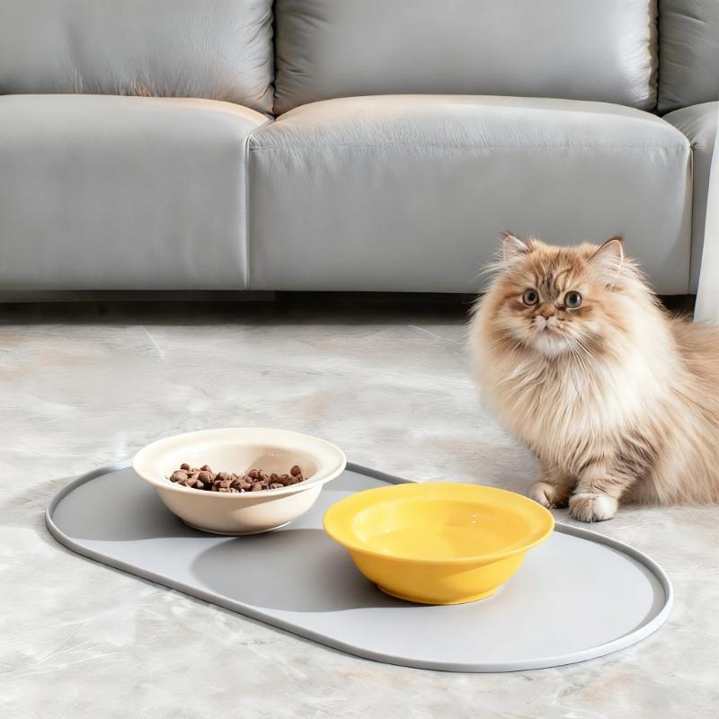 Multifunktionale Haustier-Futtermatte für Katzen und Hunde, leicht zu reinigen, strapazierfähige Oberfläche für Nass-/Trockenfutter mit rutschfesten erhöhten Rändern