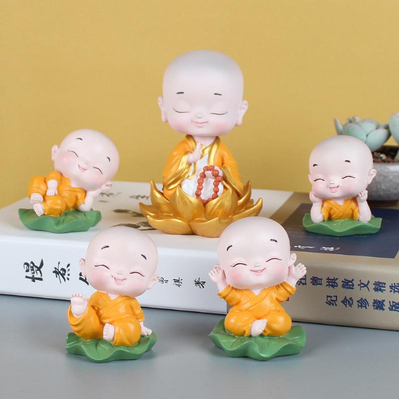1-5pcs Creative Home Decoration Car Ornaments Childhood Monks Cute Resin Crafts Ornaments Bedroom Tea Room Office Ornaments Gift