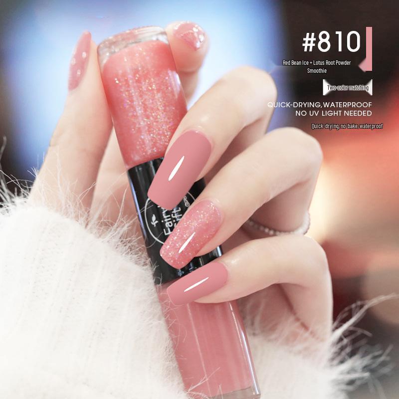 Dual-Color No-Bake Quick-Dry Waterproof Nail Polish - Long-Lasting & Non-Peeling for Autumn/Winter