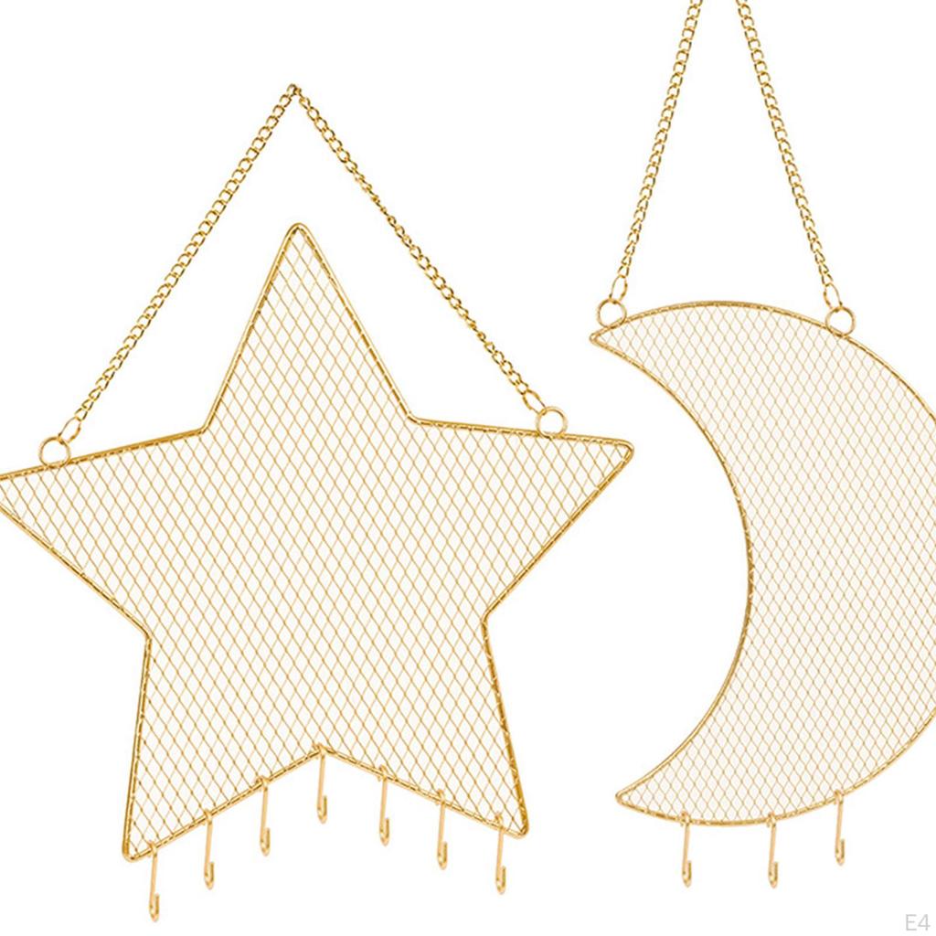 Hanging Jewelry Organizer Wall Holder Grid Shape Moon Star Shaped Earring for Earrings
