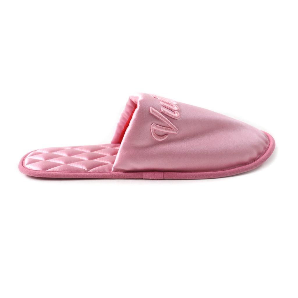 Excellent LOUIS VUITTON Other shoes Embroidered logo satin slippers pink Satin Women Used