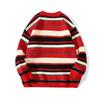 Men's Trendy Autumn Striped Knit Pullover Sweater, Casual Loose Fit, Round Neck, Long Sleeve