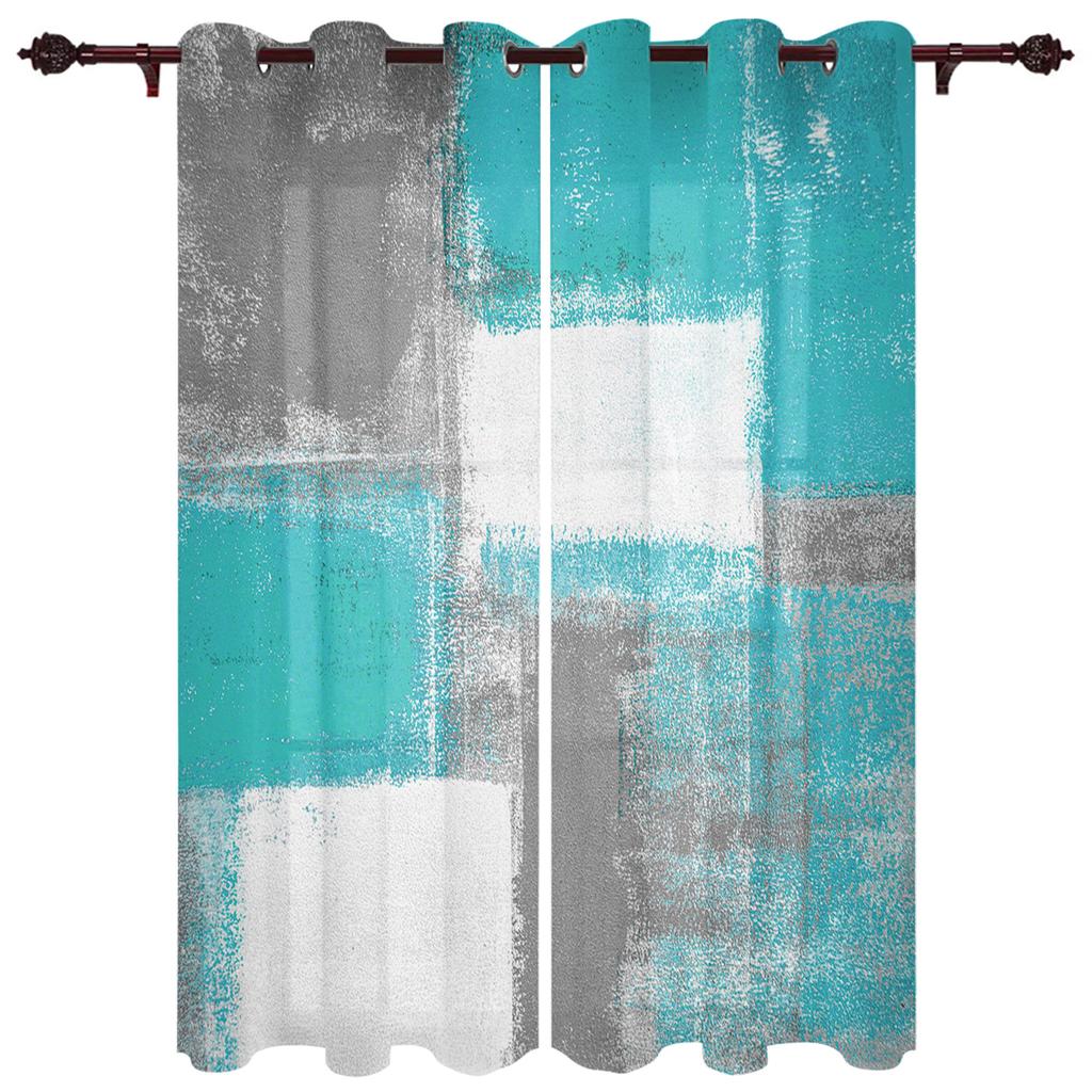 Olieverf Abstract Geometrisch Geel Gordijnen Woondecoratie Woonkamer Gordijnen Badkamer Slaapkamer Raamgordijnen