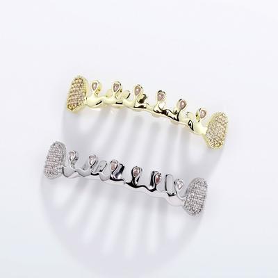 Gift Removable Hiphop Teeth Grillz Punk Funny Rhinestone Tooth Caps Bling Gold Silver Color Men Women Jewelry Rapper