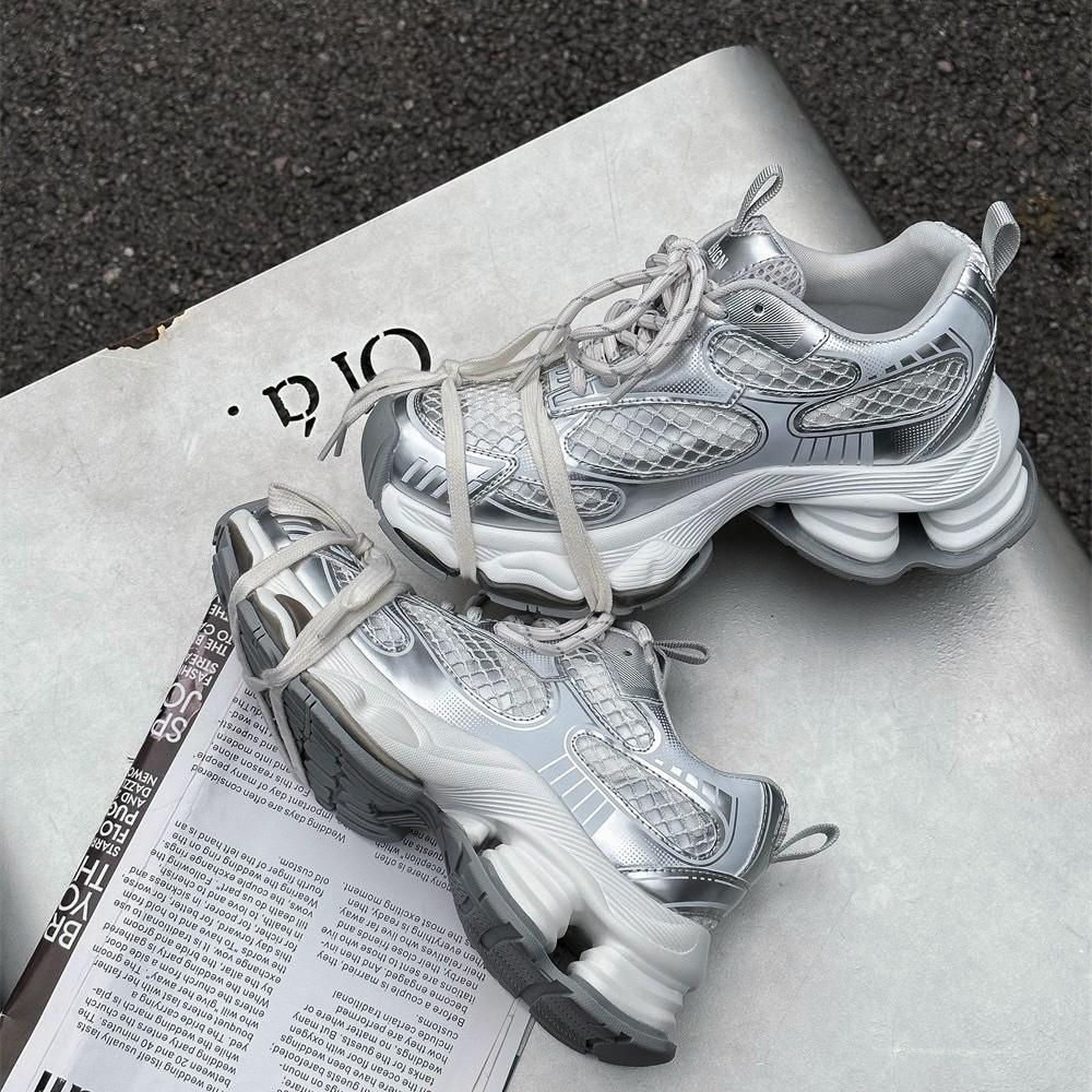 Lin Yun platform dad shoes women's new mesh versatile height-increasing silver casual sports shoes