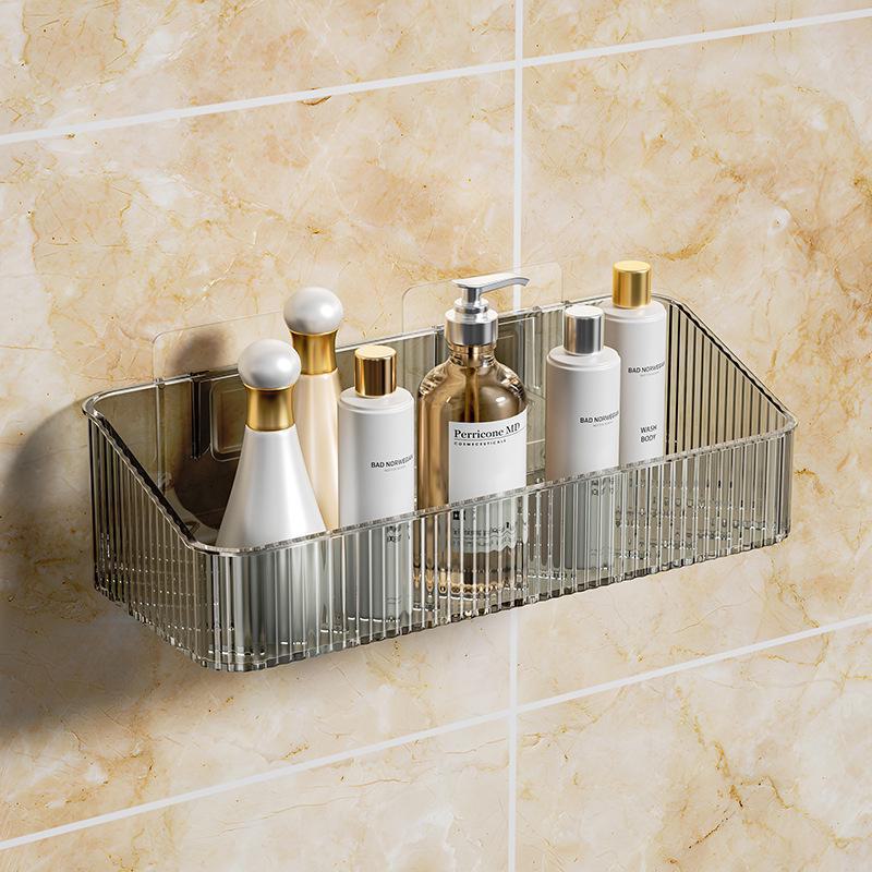 Punch-Free Wall-Mounted Bathroom Rack: Rust-Proof, Moisture-Resistant Storage for Toiletries