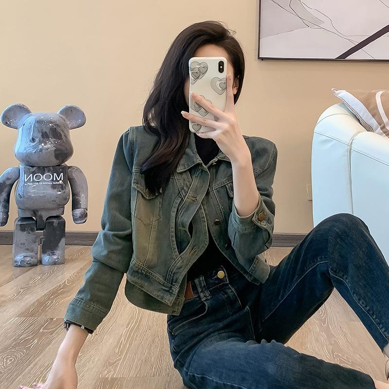 Jachetă de blugi scurtă de damă, de primăvară, cu design nou și retro, cu design de nișă, mică
