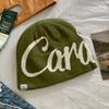 American-style Letter-patterned Knitted Beanie, Women's Warm Pull-on Hat, Men's Face-slimming Beanie, Cold-weather Hat