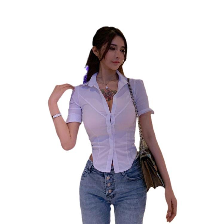 Chic Slim Fit White Shirt - Versatile Hot Girl Style