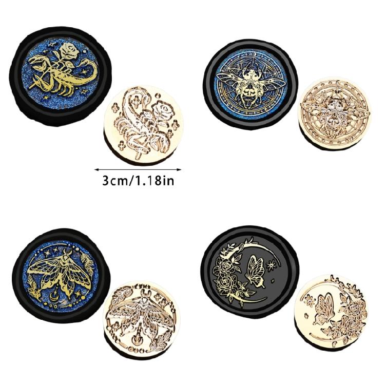 Butterfly Wax Seal Stamp Brass Head Insect Series Sealing Waxed Stamp for Photo Invitation Card Scrapbooking Decorations