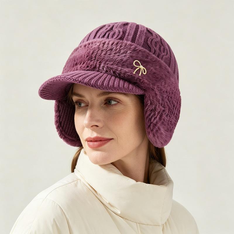Women S Winter Fleece Knit Earflap Cap For Middle Aged Moms