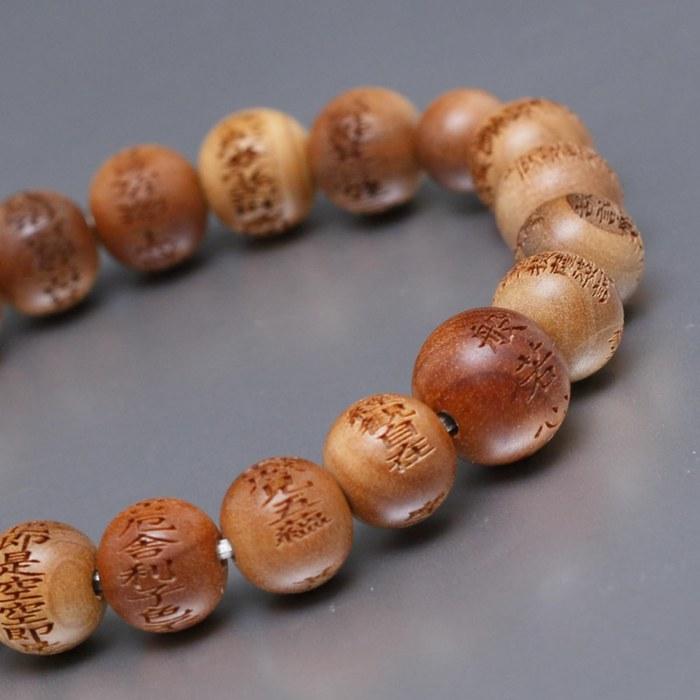 [Ganjin Ky] Carved Bracelet, Sandalwood 10mm Beads (Shakuroku Beads) Prayer Bracelet