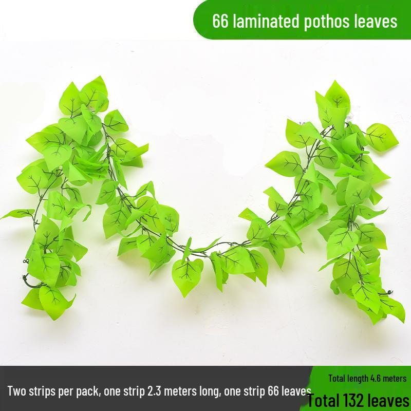 Efeutute Weinblätter Künstliche Deckenranke mit Rattan und Grünem Laub