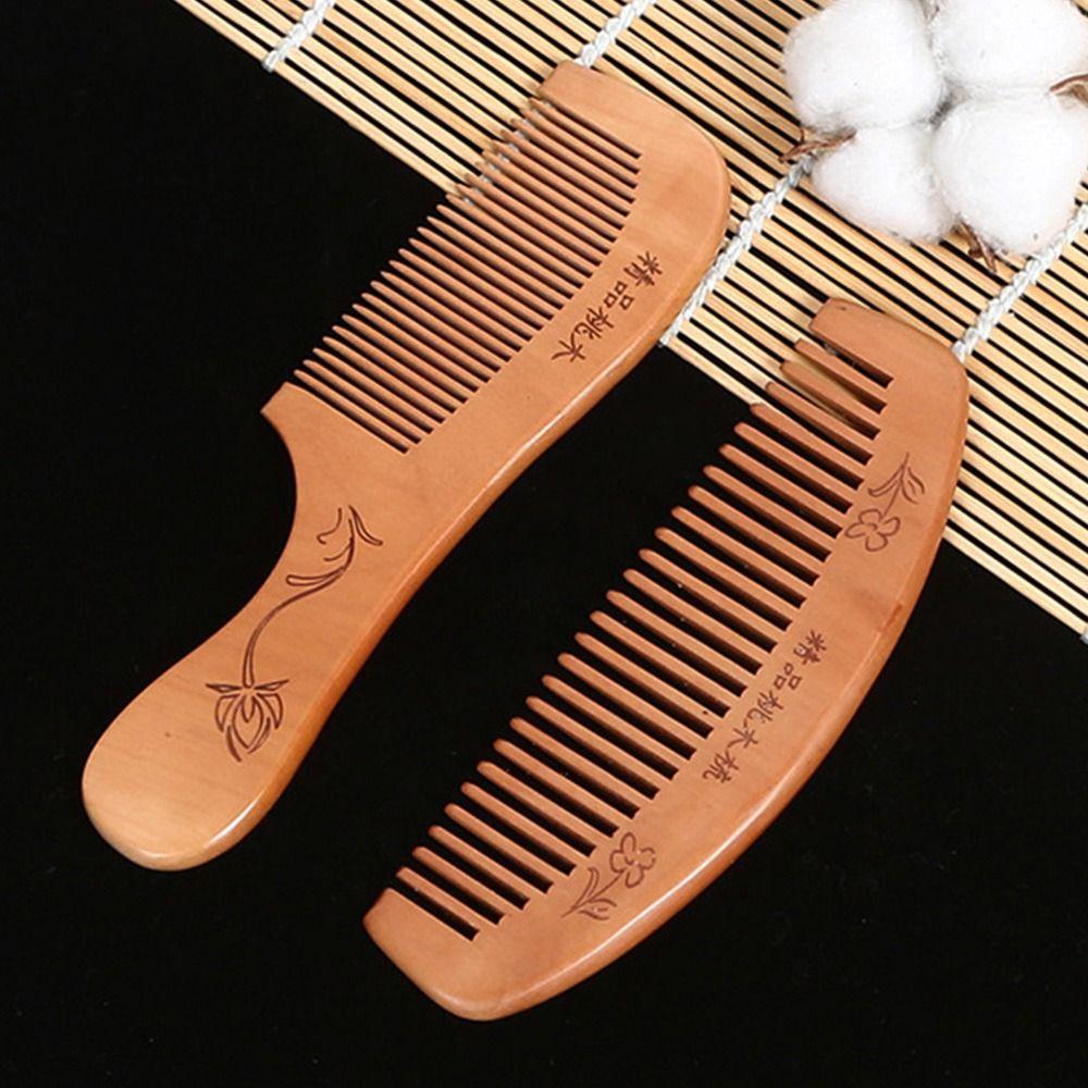 New Anti-Static Handcrafted Natural Peach Wood Hair Comb Head Massage Sandalwood Comb Hair Care Styling Tool